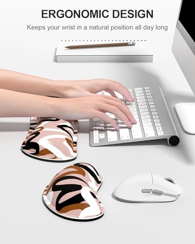 Large Mouse Pad with Wrist Rests for Keyboard & Mouse, Thick Soft Ergonomic Memory Foam Wrist Supports, Big & Long Desk Mat 35.5 x 15.7 in, for Office Gaming Computer, Brown Heart - color: Brown Heart