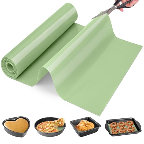 Silicone Baking Mat Roll - Best German Silicone - Heat Resistant Baking Macaron Bread Mat, Non-stick Pastry Mat, Reusable Dough Rolling Mat - color: Matcha Green, size: 12"L x 72"W