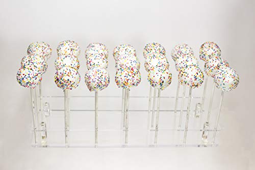 21 Hole Clear Acrylic Cake Pop Display Stand by FireHype | Great For Large Pops | Drying Cooling Decorating Cake Ball Holder | Cotton Candy Lollipop Dessert Sticks | Weddings, Baby Showers, Birthdays
