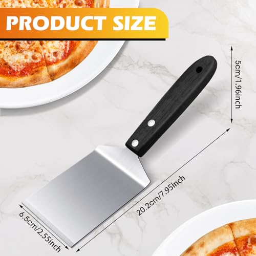 BBTO 20 Pcs Stainless Steel Pizza Servers with Wooden Handle 8x2.5", Black - color: Black