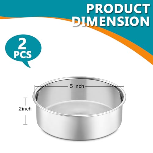 P&P CHEF 5 Inch Cake Pan Set, Round Baking Cake Pans, Silver & 2 Pcs - color: Silver, size: 5 Inch