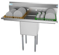 KoolMore 1 Compartment Stainless Steel NSF Commercial Kitchen Prep & Utility Sink with 2 Drainboards - Bowl Size 15" x 15" x 12", Silver - size: 2 Drainboards