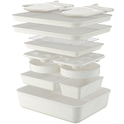 Wildone 13-Piece Baking Pans Set, Nonstick Bakeware Sets, White - color: White