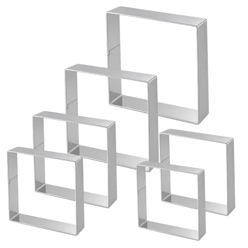 6PCS Square Cookie Cutter Set, Stainless Steel Square Cutter Cookie Cutters for Baking, Cookies, Biscuits 6 Sizes (1.5, 2, 2.5, 3, 3.5, 4 Inch)