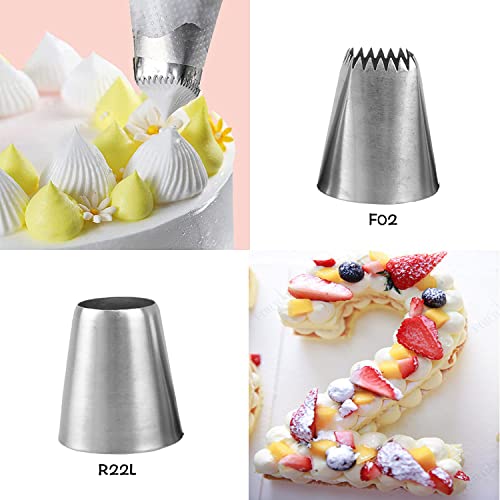Eclair Piping Tips Set, 4 Extra Large Pastry Tips for Cakes & Churros - color: E