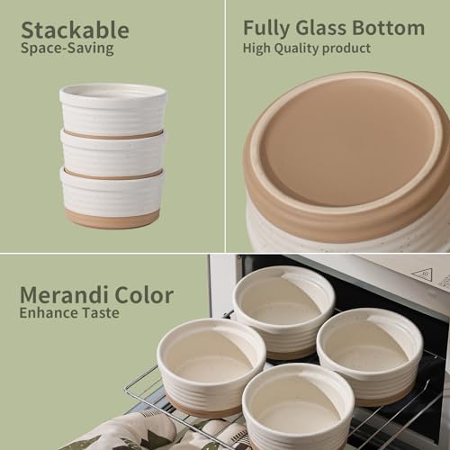 Frewinky Ceramic Ramekins 10 oz Set of 6 for Creme Brulee and Souffle Cups - size: 10oz