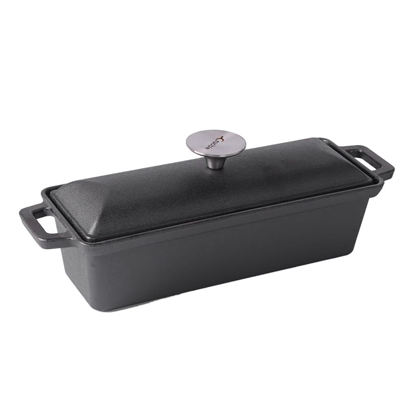 Crucible Cookware Cast Iron Bread Pan with Lid - Pre-Seasoned - Oven Safe Form for Baking and Cooking - Loaf Pan - color: Cast Iron