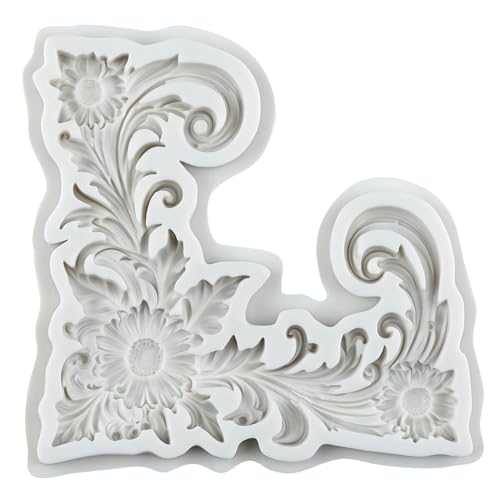 Baroque Corner Fondant Mold Scroll Lace Silicone Molds Set of 2 - color: Style B