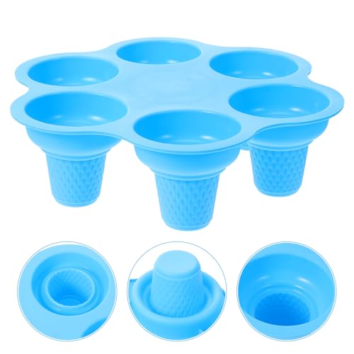 DOITOOL 6-Hole Silicone Ice Cream Mold for DIY Home Use, Blue