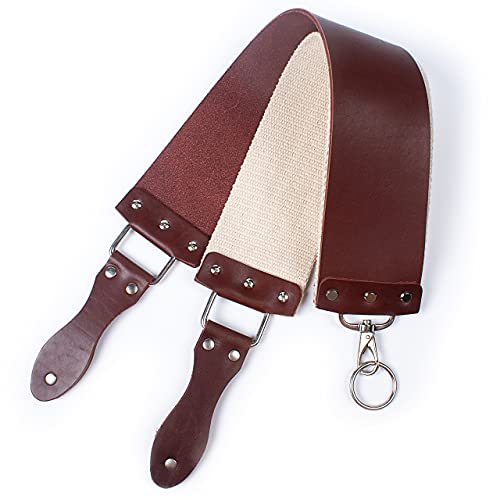 Razor Strop - Barber's Latigo Leather Straight Razor Strop. Dual Strap that will be a Great Addition for Any Straight Razor. PREMIUM LEATHER Strop for Sharpening. (Brown Personalized) - color: Brown Personalized