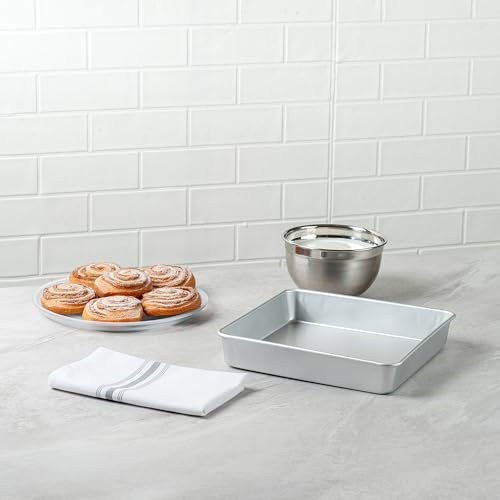 Restaurantware Square Aluminum Cake Pan - 10 x 10 x 2 Inch - Professional Brownie Pan - Straight-Sided Baking Pan - Even Heat Distribution - Silver - size: 10"