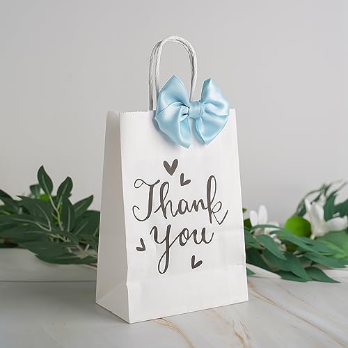AIMUDI Baby Blue Bows Satin Ribbon Twist Tie Bows for Treat Bags 3.5" Small Bows for Gift Wrapping Premade Bows for Cake Pops Candy Apple Baby Shower Party Decor -24 Counts - color: Baby Blue