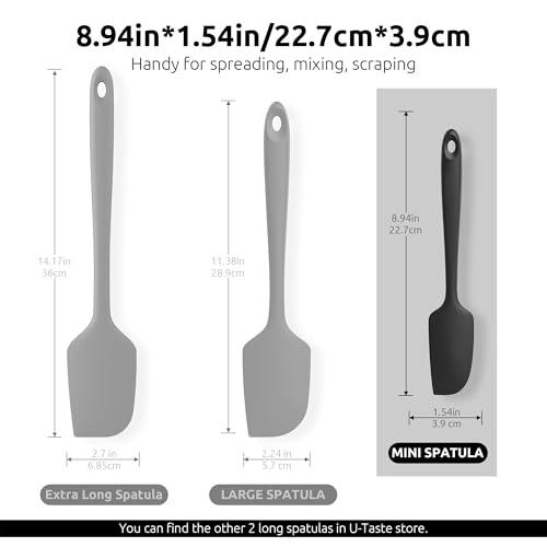 U-Taste Small Mini Silicone Spatula, 9in Rubber Jar Bowl Scraper, Black - color: Black