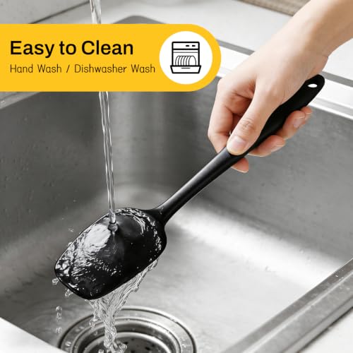 6 Pieces Silicone Spatula Set with Silicone Brush,Mixing-Black - color: Black, size: 6 Piece