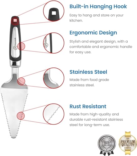 Pie Server Spatula and Cake Cutter Slicer, Stainless Steel Set - Kitchen Essentials for Cutting & Serving Desserts, Brownies, Lasagna (Black, 13 inches) - color: Black, size: 13 inches