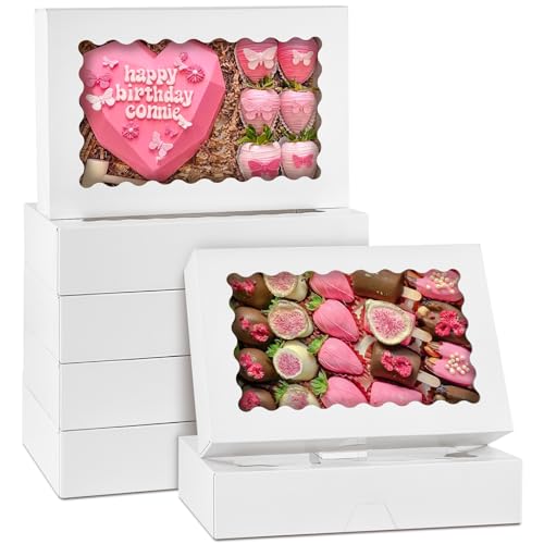 White Cookie Boxes with Window, 30 Pack, 12" x 8" x 2.5" - size: 12" x 8" x 2.5"