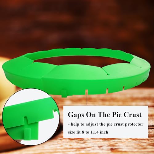 Adjustable Pie Crust Shields Baking Protectors, Silicone Cover Ring Fits 8-11.4 Inch Pies, Baking Pie Pizza Crust Shield Protector Cover for Edges (Green-1pcs) - color: Green-1pcs