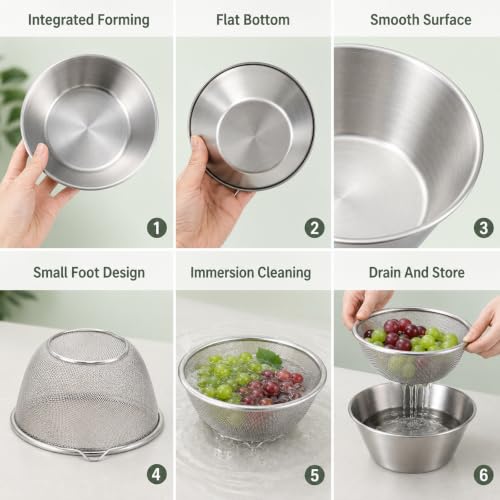 Berry Colander Bowl, 304 Stainless Steel Small Colander Strainer