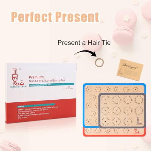 Silicone Baking Mat Macaron Set of 3-2 Half Sheet Liners 1 Quarter Sheet - color: Red,Blue,Gray, size: 16.5x11.6