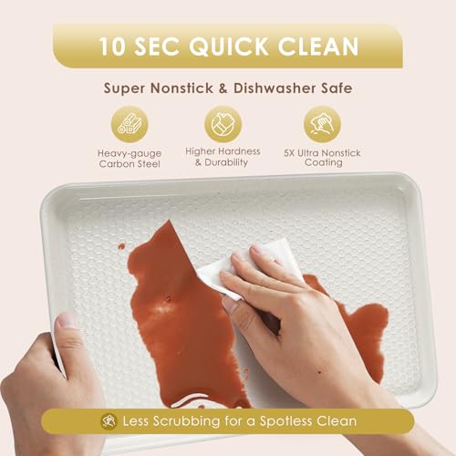 Baking Sheet Pan Set of 3, Nonstick Carbon Steel Cookie Sheets with Texture - color: Textured White