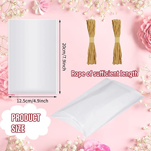 Tudomro 100 Pcs 5 x 8 Inch Clear Cellophane Soap Bags with Raffia Rope