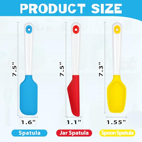 Webake Mini Silicone Spatula Set, Non-Stick Small Spatulas with Sturdy Handle, Nice for Small Jars and Cans, Mixing, Cooking and Baking, Heat Resistant and Dishwasher Safe, Great for Kitchen Use - size: Mini