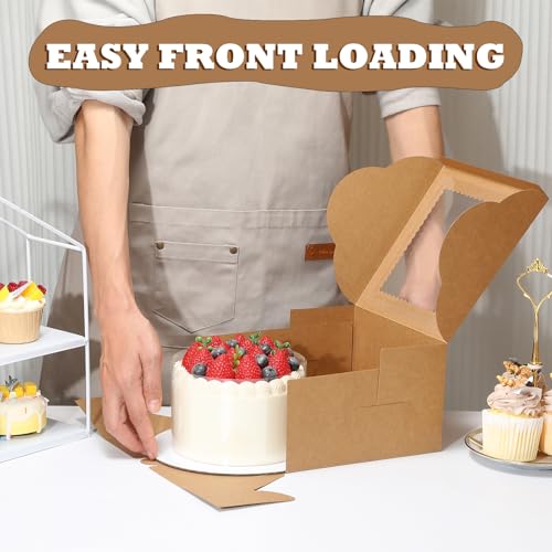 KPOSIYA 40pcs 8x8x5 In Cake Boxes with Cake Boards（20 Boxes & 20 Boards） - color: Brown, size: 8x8x5 inch