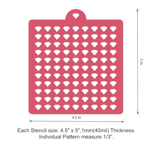 4 Pack Reusable Royal Icing Sprinkle Stencils Gem Glitter Stencils Bakery Stencil Template Set for Cookie Cake and Cupcake,Crafts DIY Tumblers Reusable Glitter & Gem Template Set (Valentine) - style: Valentine