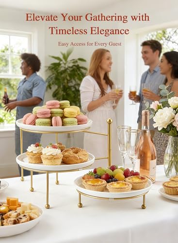 Tiered Serving Tray for Party, 10 Inch Dessert Display Stand, Gold - color: Gold