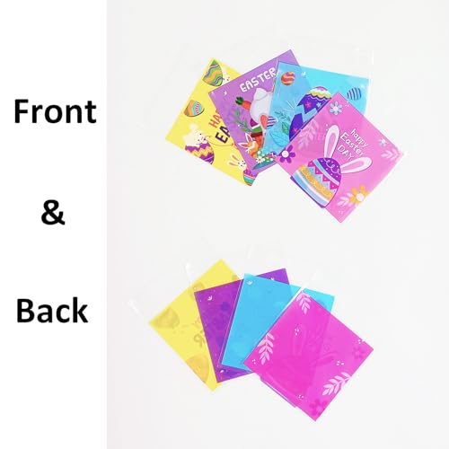 Jagrove 100PCS Cellophane Bags 4X4 Inch Clear Self Sealing Goodie Candy Cookie Snack Treat Bags for Easter Party Supplies Bakery - color: Bunny Print B, size: 100 Count (Pack of 1)