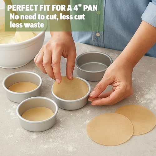 Zenlogy 4-Inch Parchment Paper Rounds, 200 Sheets, Unbleached, Pre-Cut - size: 4" rounds - 200 sheets