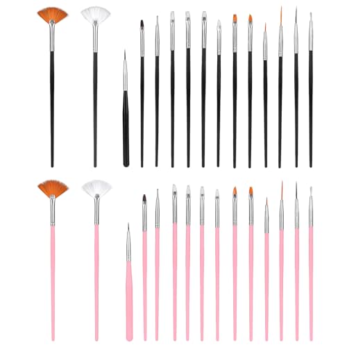 30pcs Cake Decorating Brushes, Food Safe Paint Brushes Kit (Pink & Black)