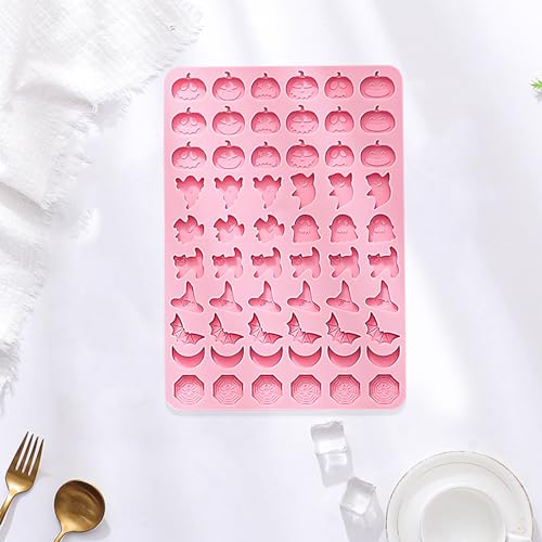 Halloween Silicone Candy Chocolate Mold with 15 Spooky Shapes - color: Pink-QY309