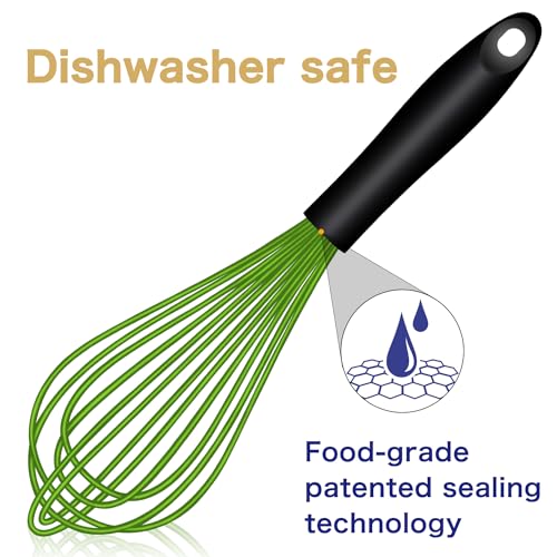 OYV Green Silicone Whisk Set of 3, 8/10/12 Inch, Dishwasher Safe - color: Premium(Green Pack)