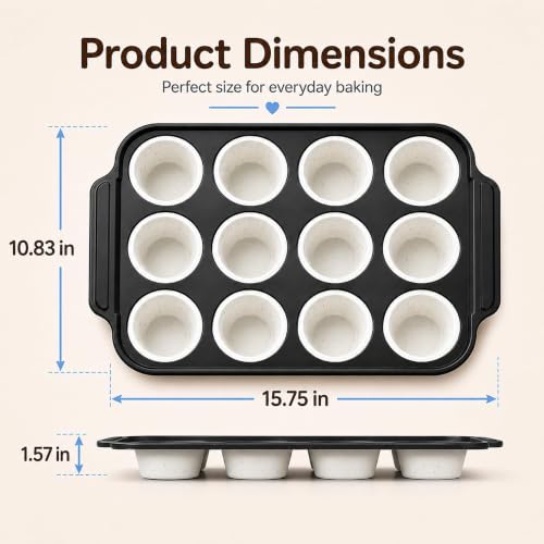 2 Pack Silicone Muffin Pans for Baking, 12-Cup Muffin Tin with Metal Frame - color: 2 White