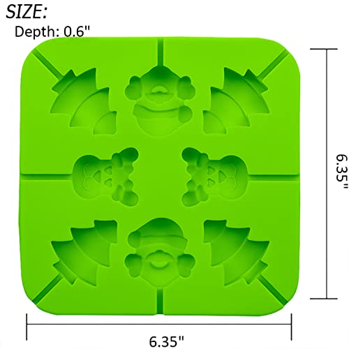 2Pcs Christmas Candy Molds Silicone Lollipop Molds Chocolate Lollypop Sucker Mold elk Santa Claus Christmas tree Reusable Food Grade Silicone Molds for Halloween Christmas Parties（Pink Green）