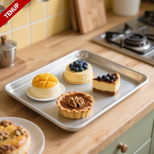 TENUP 12 Pack Aluminum Full Sheet Pan, 26" x 18" Heavy Duty Commercial Baking Tray Reinforced Rim, Warp-Resistant Rust-Free - size: Full Size 26" × 18"