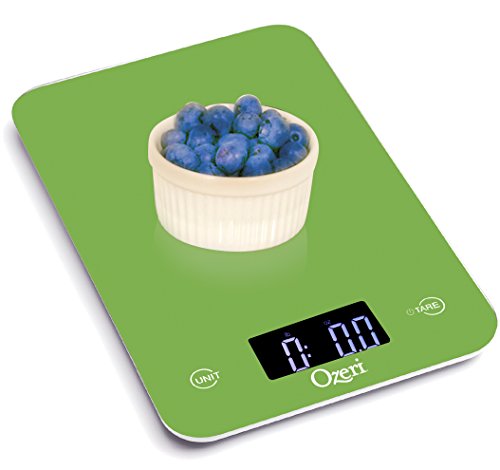Ozeri Touch Digital Kitchen Scale (12 lbs Edition) in Tempered Glass - color: Green