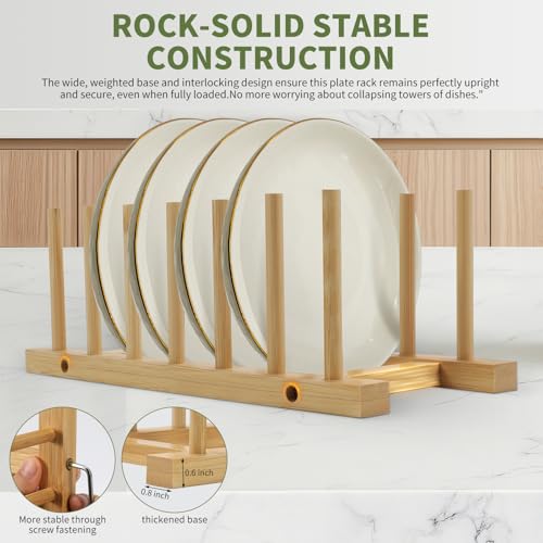 DEBETOOL 2-Pack Wooden Dish Rack Holder, Space Saving