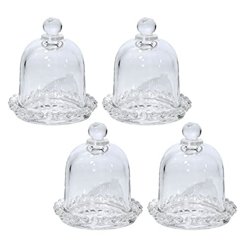 MDEOOSKY 10cm/3.94inch 4pcs Cake Domes Cookie Display Cake Holder with Cover Cake Stand for Cake Dessert Single Cupcake Stand Fruit Glass Cover Shield Party Favor