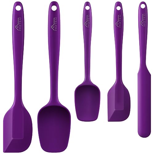 HOTEC BPA-Free Silicone Rubber Spatula Set, Purple, Set of 5 - color: Purple