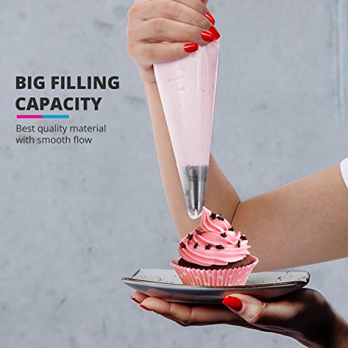 Riccle Disposable Piping Bags 16 Inch - 100 Textured Anti Burst Pastry Bags - Icing Piping Bags for Frosting - Ideal for Cakes and Cookies Decoration - size: 16 Inch