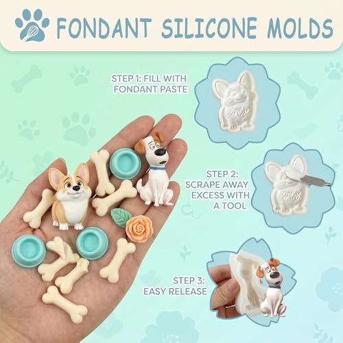 2Pcs Dog Silicone Fondant Molds, Corgi Puppy Chocolate Candy Molds - color: Dog silicone mold