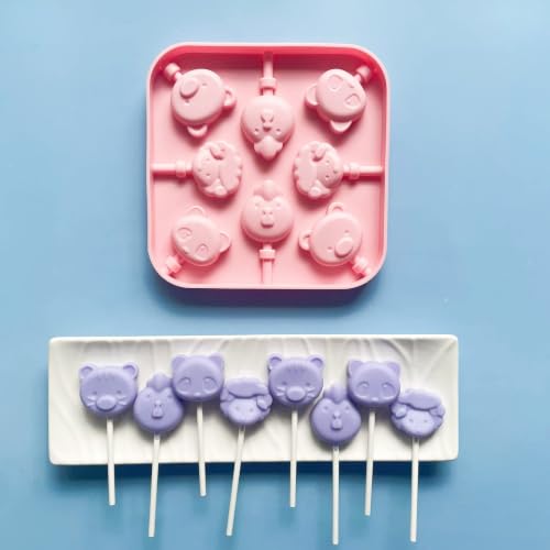 2PCS Silicone Lollipop Mold For Kids,Animal Candy Sucker Mold (2pcs Animal) - color: 2pcs Animal