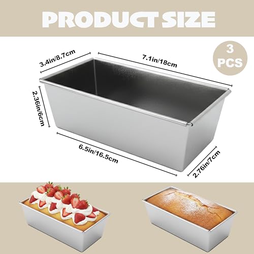 3 Pcs Nonstick Loaf Pans, 7.1 x 3.4 Inch Small Rectangle Baking Pans
