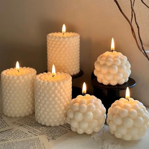 Silicone Candle Molds, 3D Bubble Sphere Scented Candle Mold, Cozy Atmosphere Design, Colorless, BPA Free, Silicone Molds for Candle Making, DIY, Resin, Wax, Soap, Clay, Chocolate Etc - color: Bead Sphere