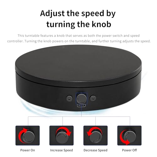 Rotating Display Stand,360° Silent Spinning Display Stand,Speed-adjustable Spinning Platform,Bidirectional Rotating Display Base,Multi-power Motorized Turntable For Photography(5.91inch/B) - size: 5.91inch/Black/11Lbs Load