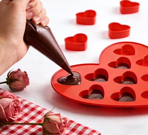 4 Pack 10-Cavity Heart Silicone Molds Non-Stick Food Grade Reusable Baking Molds for Chocolate Candy Gummy Jello Ice Cube Soap DIY Valentine's Day Craft Making - color: 4pc- Heart Shape Molds
