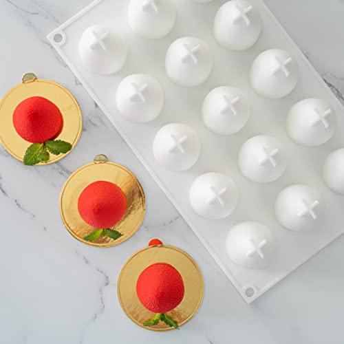 Pastry Tek 15 Cavities Strawberry Silicone Mold, 1 Oven-Ready Strawberry Mold - Flexible, Freezable, White Silicone Fruit Silicone Mold, Easy Release, For Baking - Restaurantware - size: 1 Count, style: Strawberry 15 Compartment