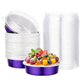 Beasea 4 Inch Pie Tins with Lids, 50 Pack 7.3 Oz Disposable Mini Tart Tins, Aluminum Foil Baking Tins Small Round Muffin Container Mini Cheesecake Cups for Pie Tart Quiche - Violet Purple - color: Violet Purple